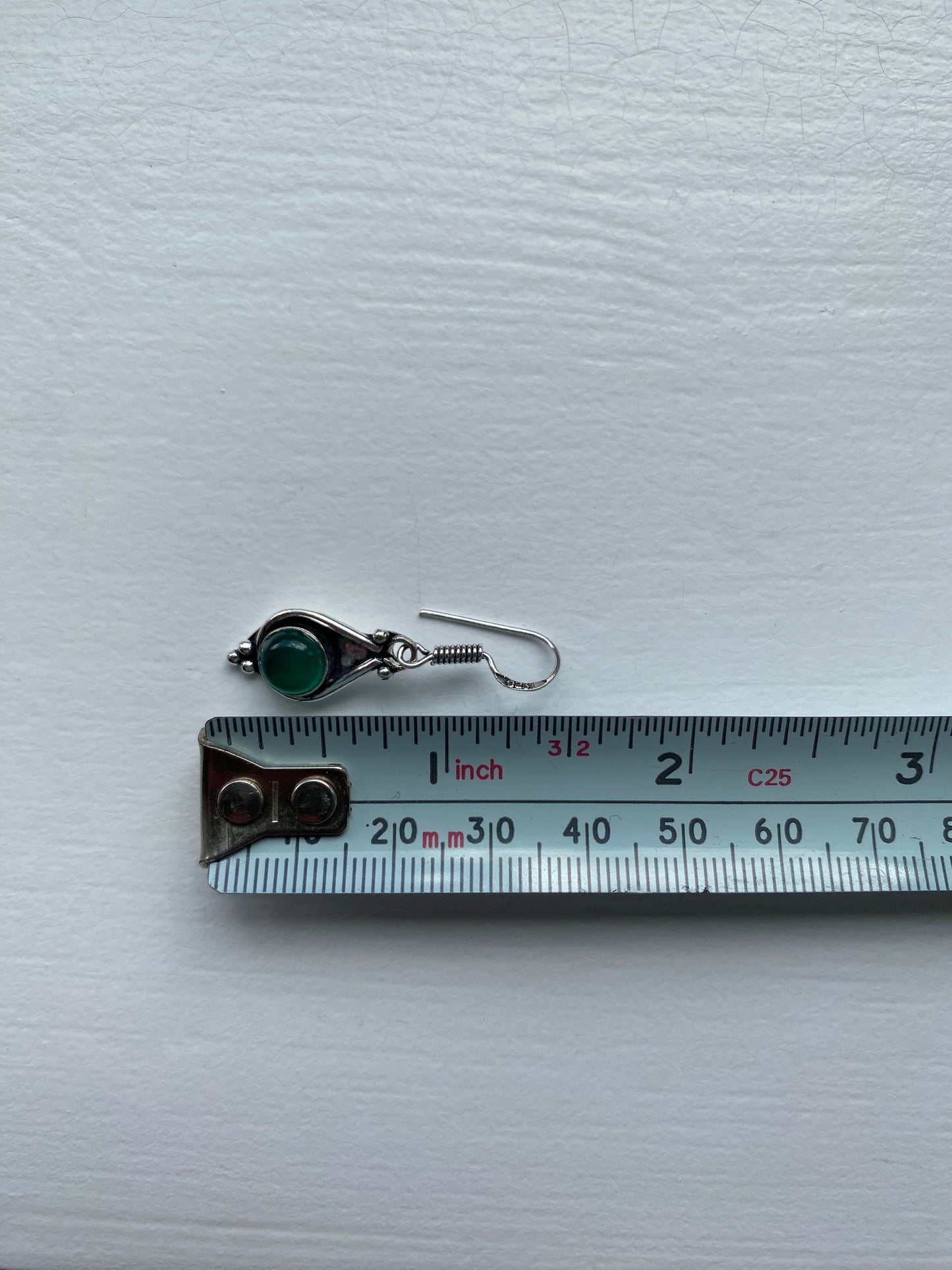 Silver and Green Agate Earrings