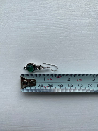 Silver and Green Agate Earrings