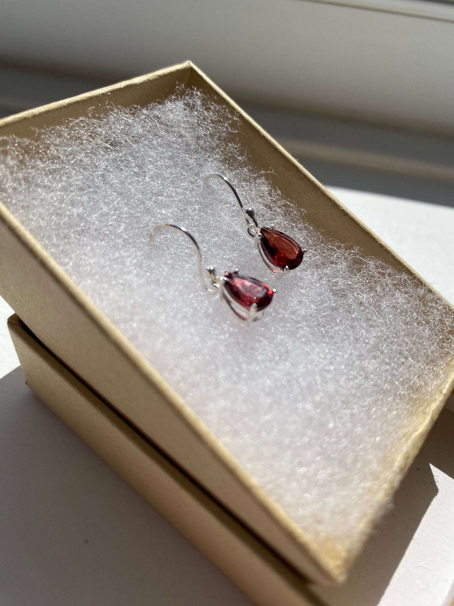 Garnet Silver Earrings