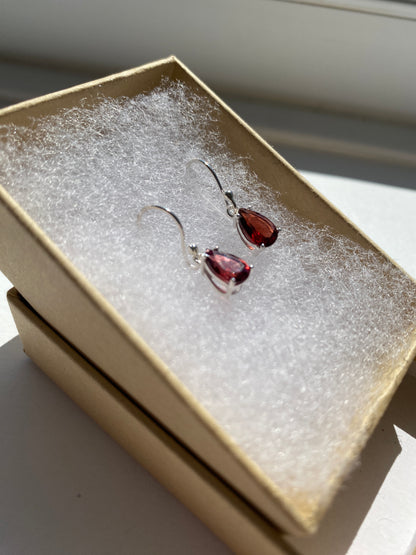 Garnet Silver Earrings