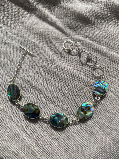 Shimmering 5-Stone Abalone Shell Bracelet