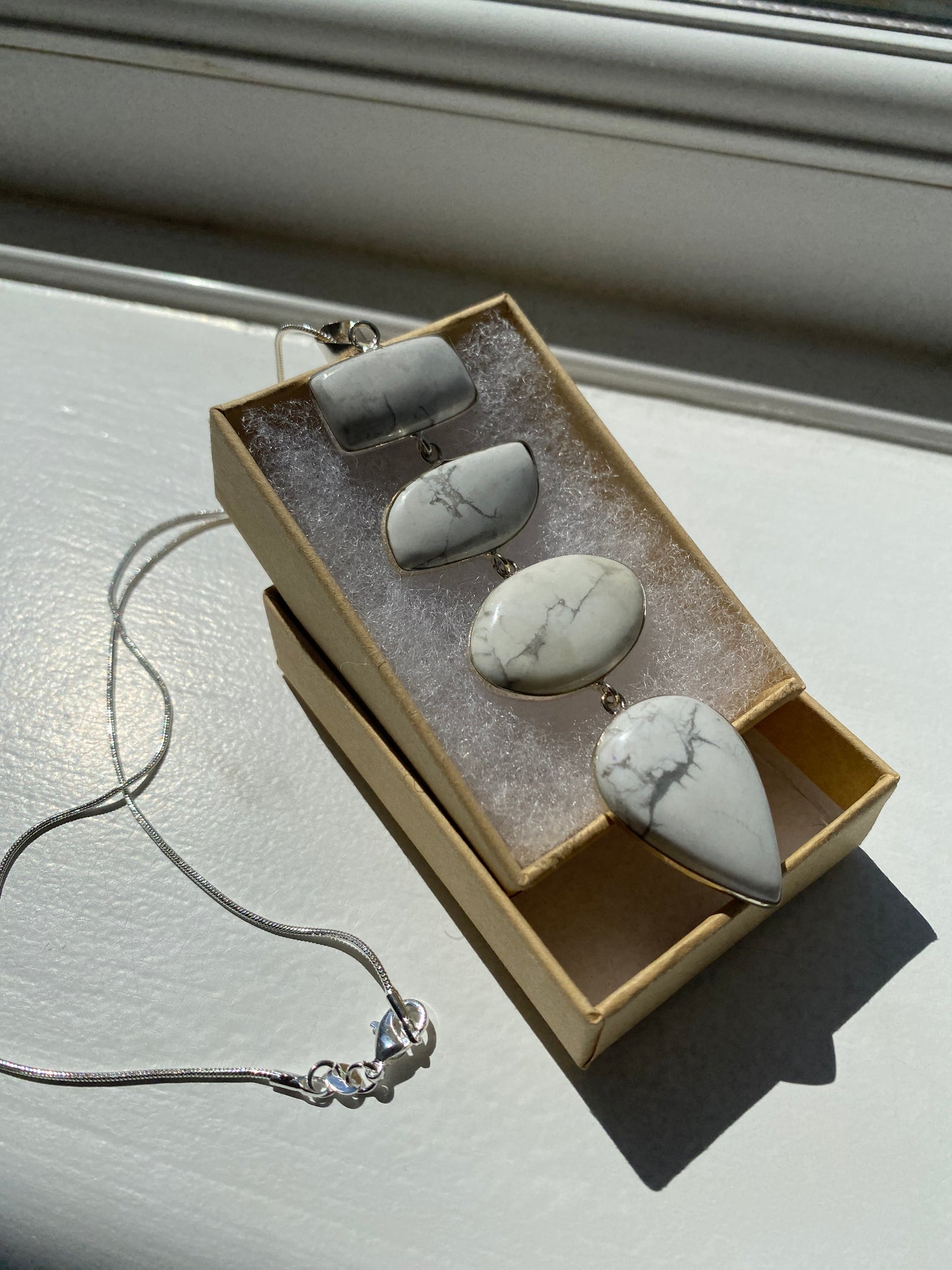 4-Stone Howlite Silver Pendant Necklace
