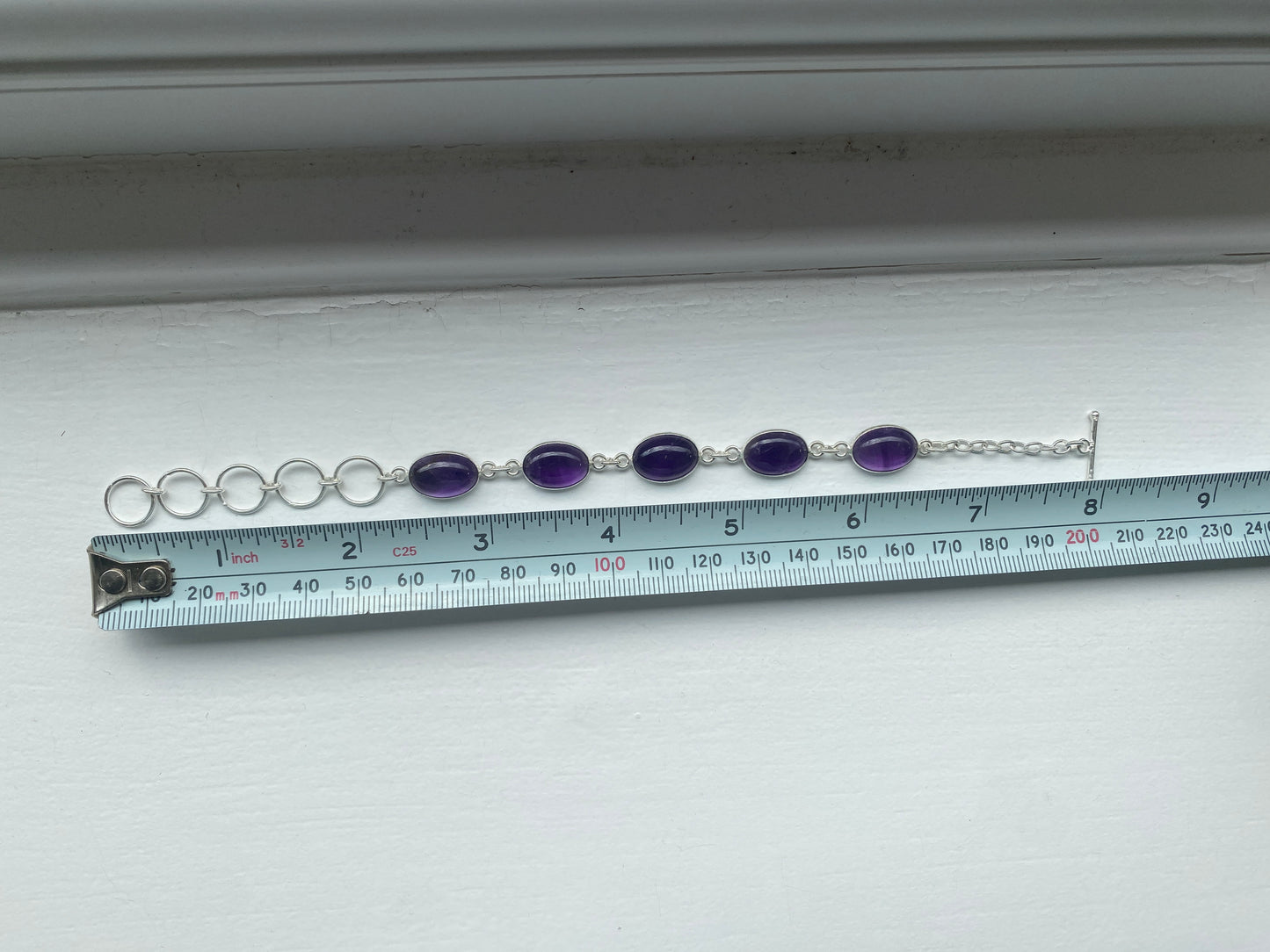 Amethyst 5 Stone Oval Cabochon Bracelet