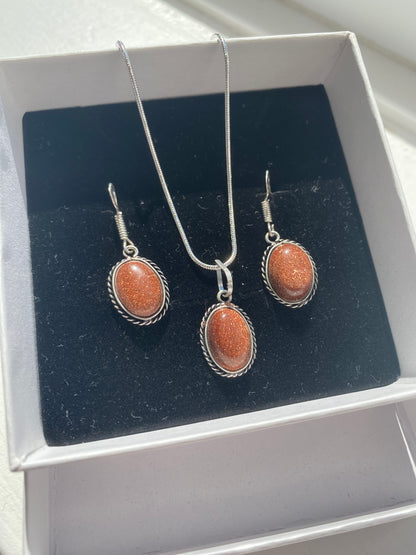 Goldstone Necklace & Earring Set