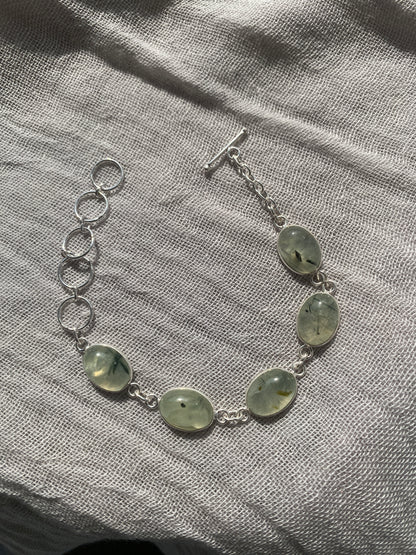 Pale Green Prehnite Bracelet.