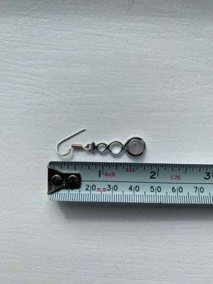 Pink Opal Silver Twist Earrings