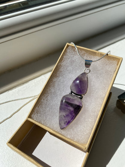 Amethyst Double‑Pendant Necklace