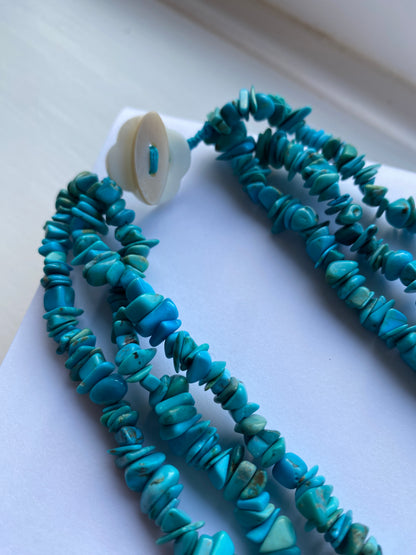 Real Turquoise Triple Row Necklace