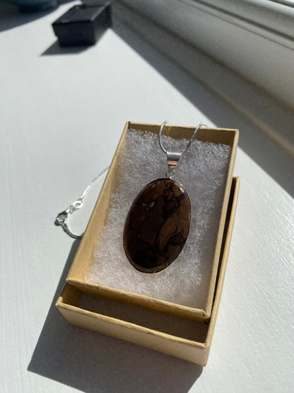 Dark Tiger Eye Pendant Necklace