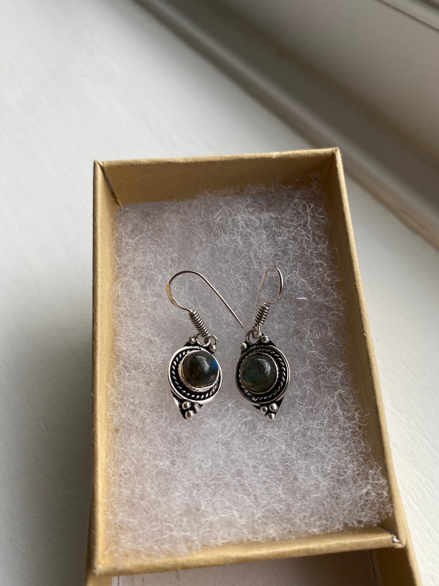 Dusky Labradorite Circular Earrings