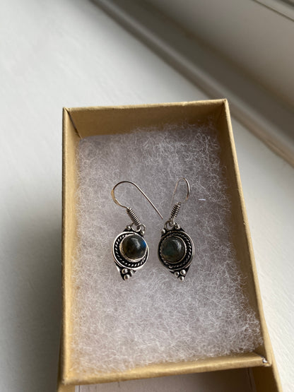 Dusky Labradorite Circular Earrings