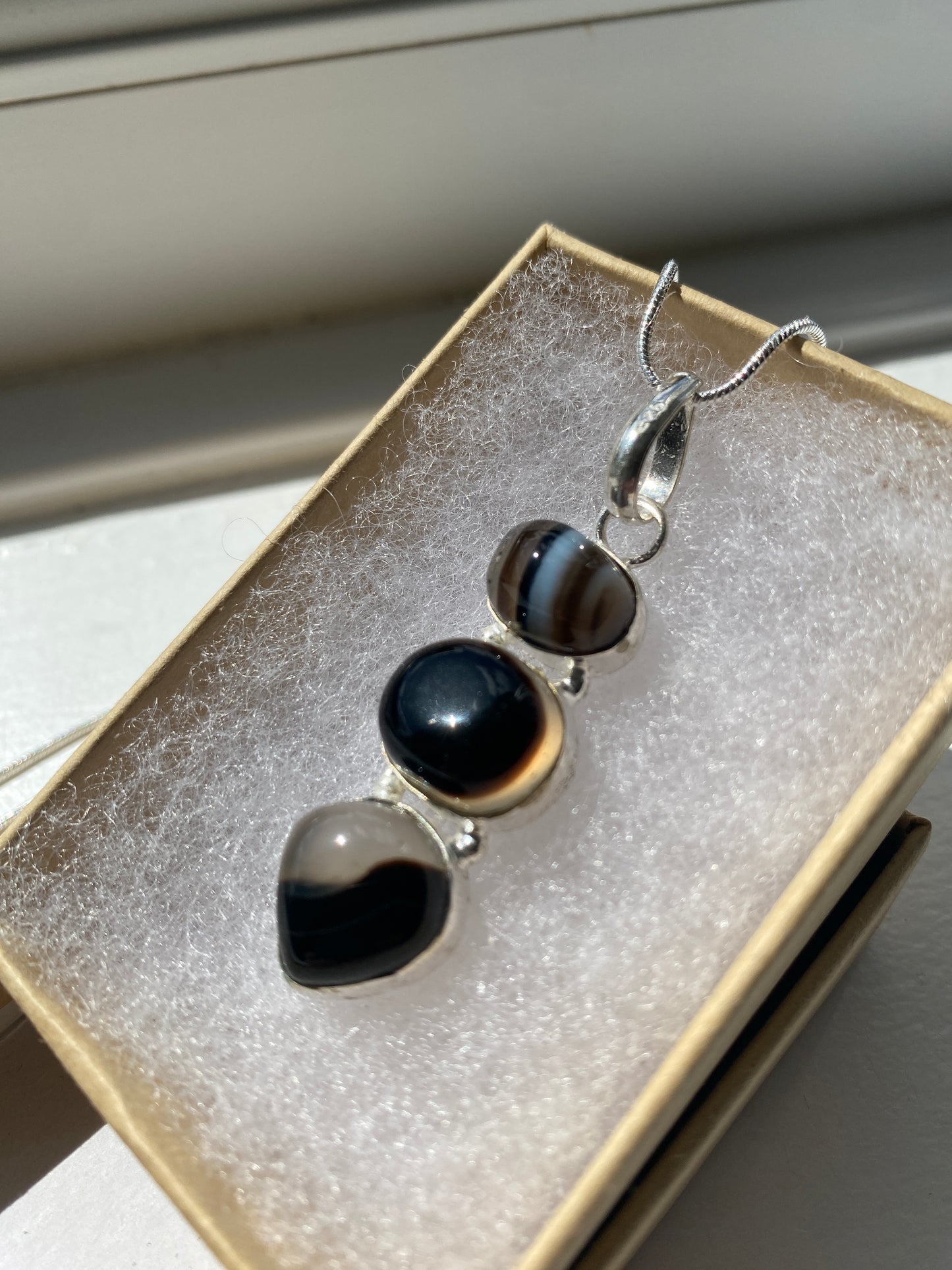 Black Banded Agate Stone Pendant