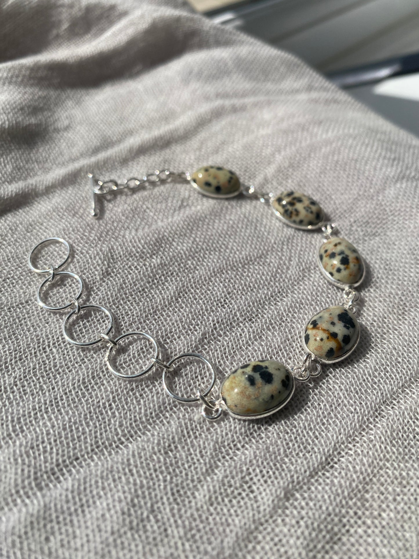 Dalmatian Jasper Oval Cabochon Bracelet