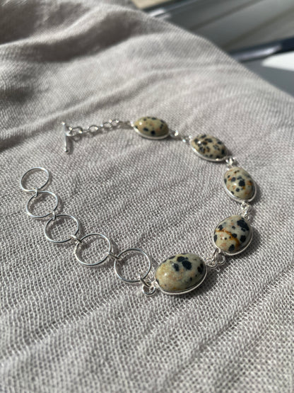 Dalmatian Jasper Oval Cabochon Bracelet