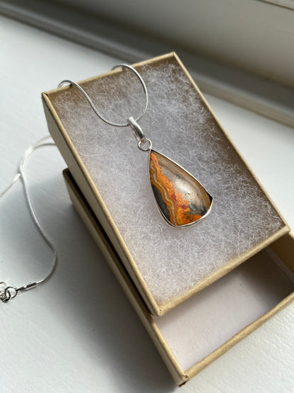 Black Banded Mookatite Jasper Teardrop Pendant