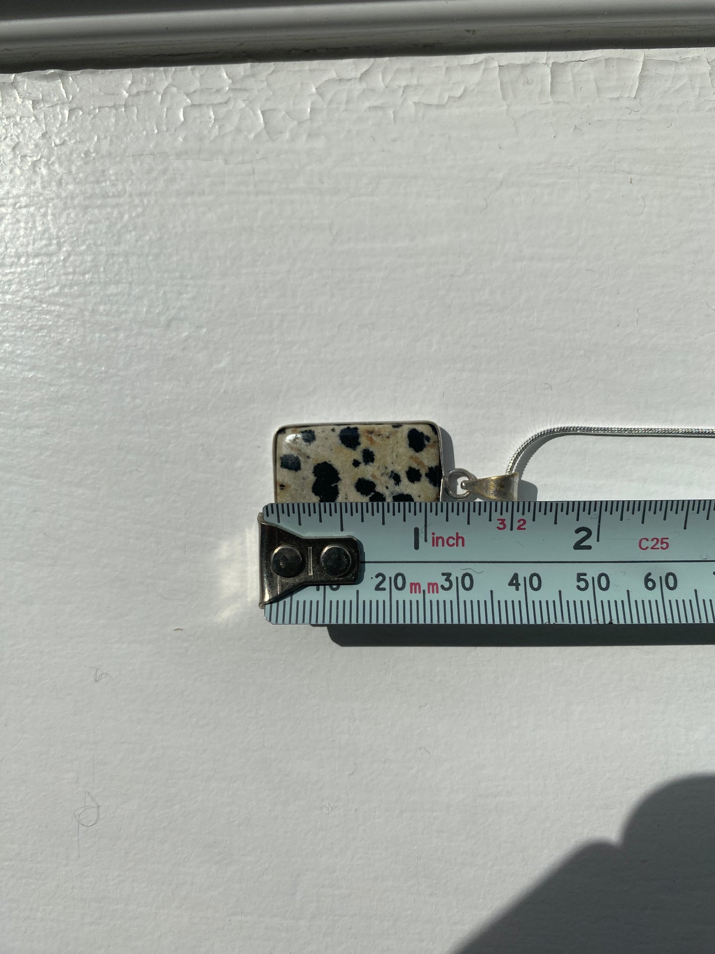 Dalmatian Jasper Squared Pendant Necklace