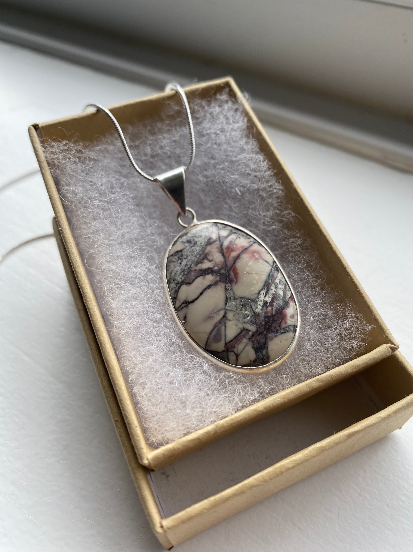 Polished Cabochon Rhodonite Gemstone Necklace