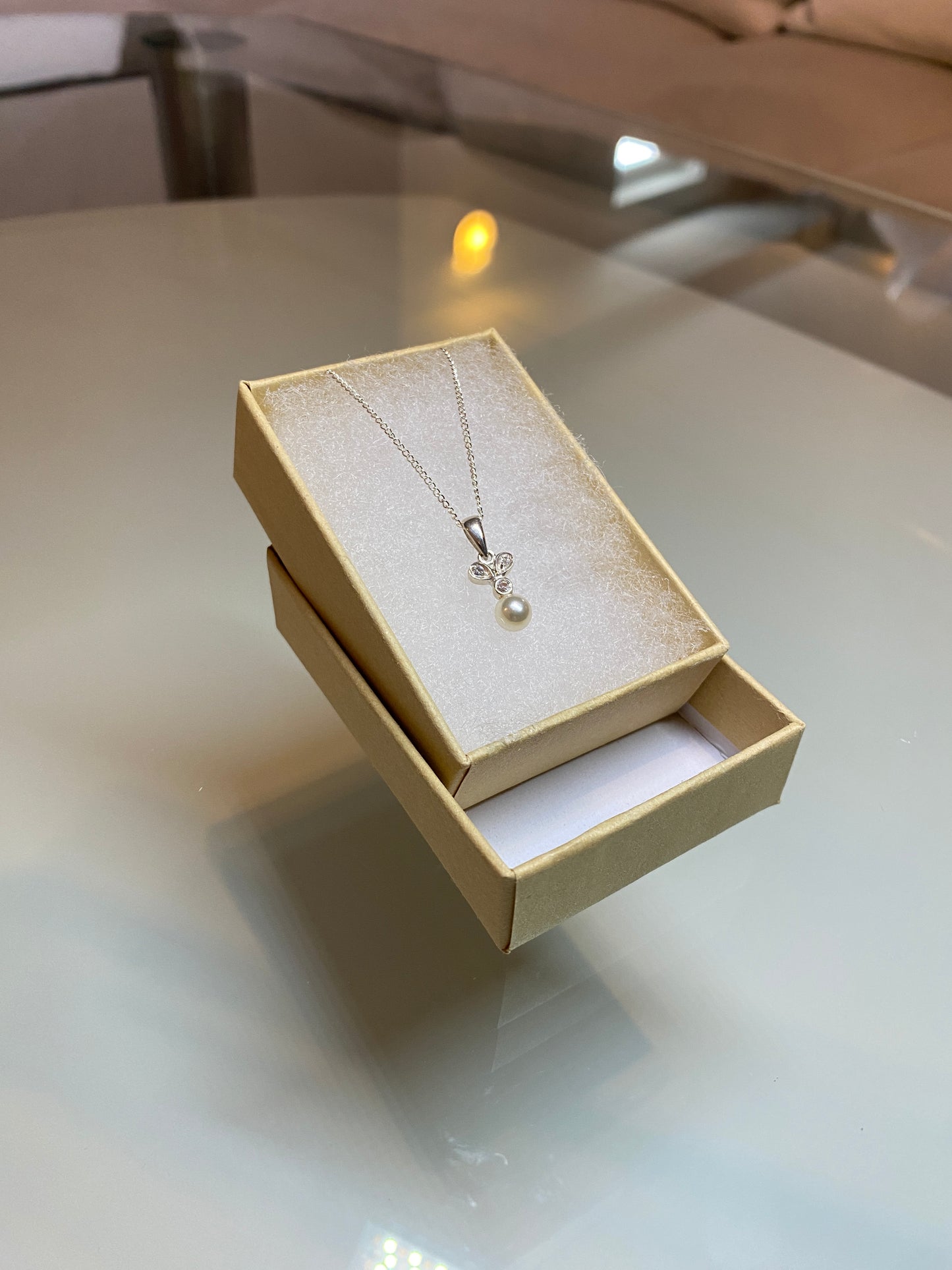 Solid Silver Pearl Drop Necklace