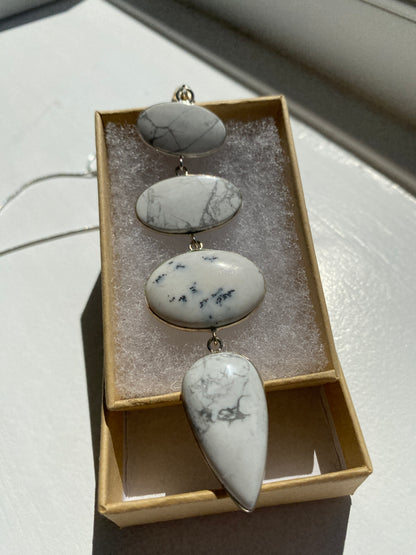 Howlite Pendant Necklace on Silver Chain