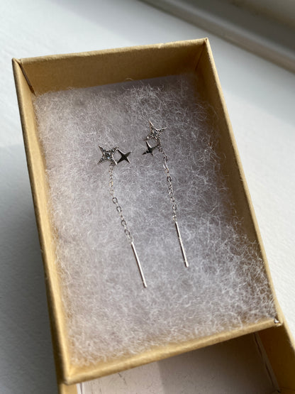 Silver Star Tassel Earrings