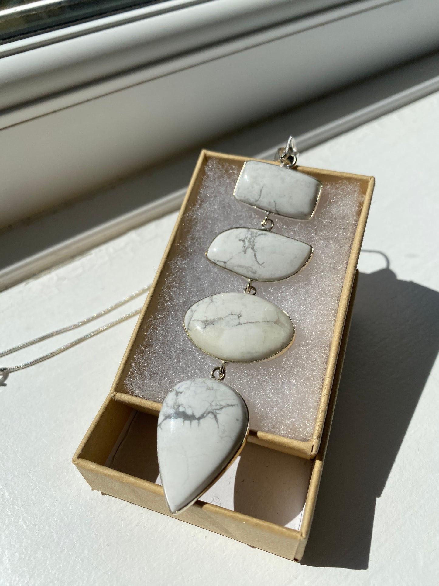 4-Stone Howlite Silver Pendant Necklace