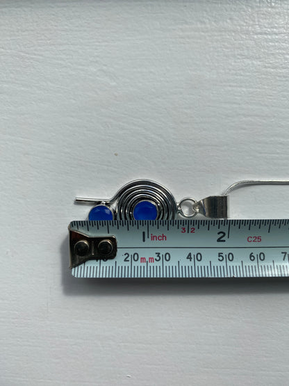 Dusky Blue Silver Spiral Pendant