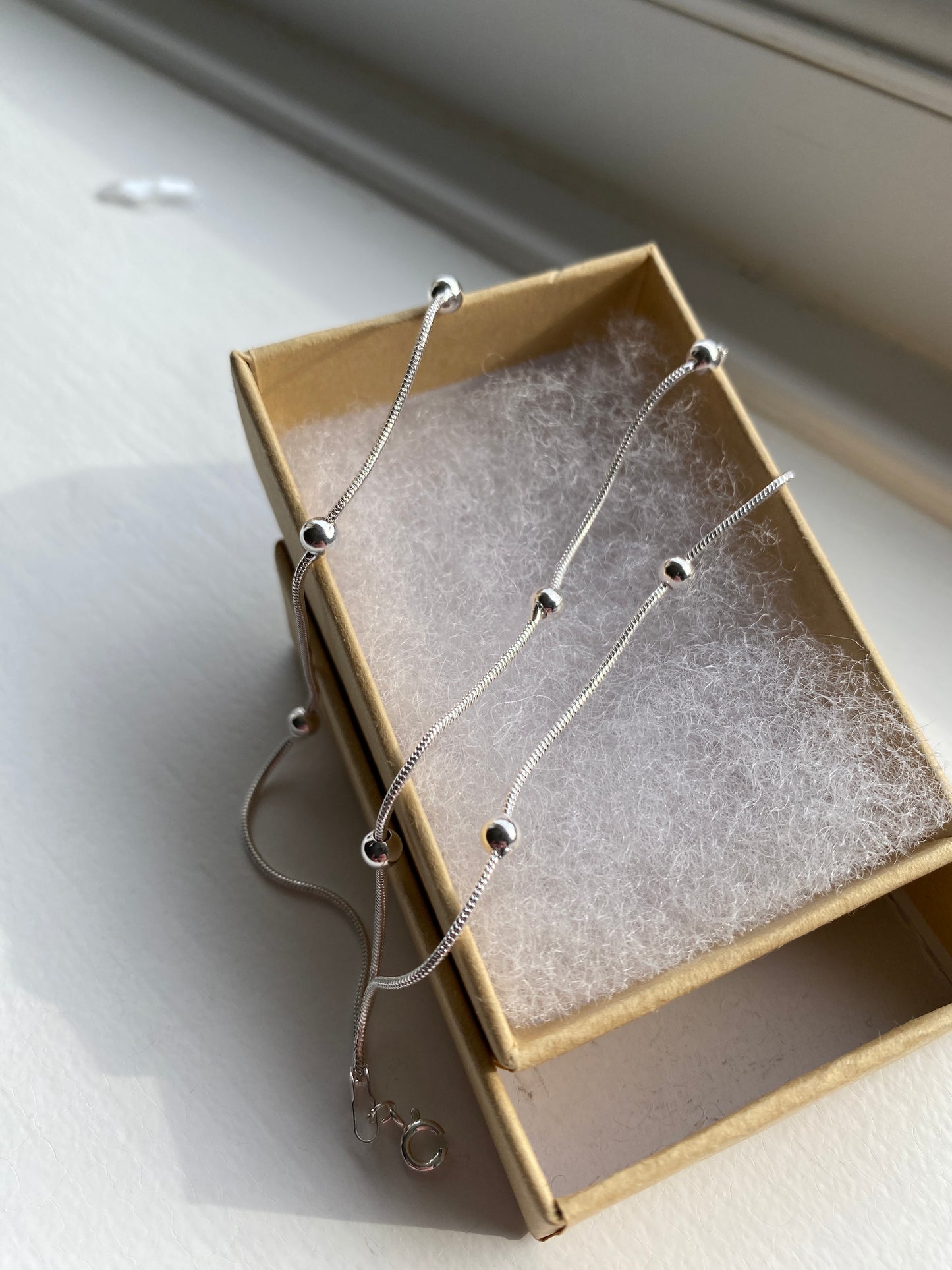 Three-Layer Beaded Silver Bracelet