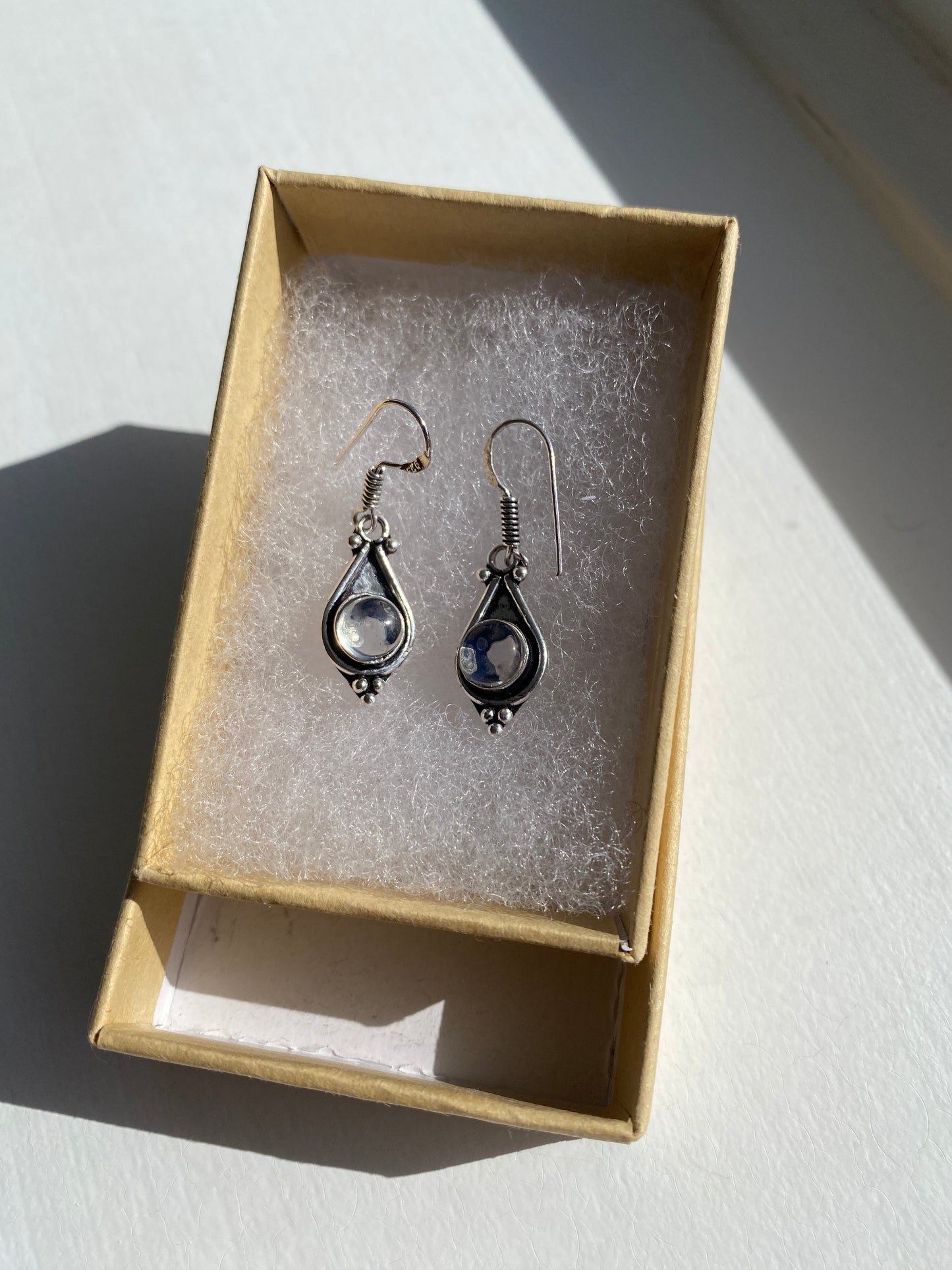 Silver Glass Circle Earrings
