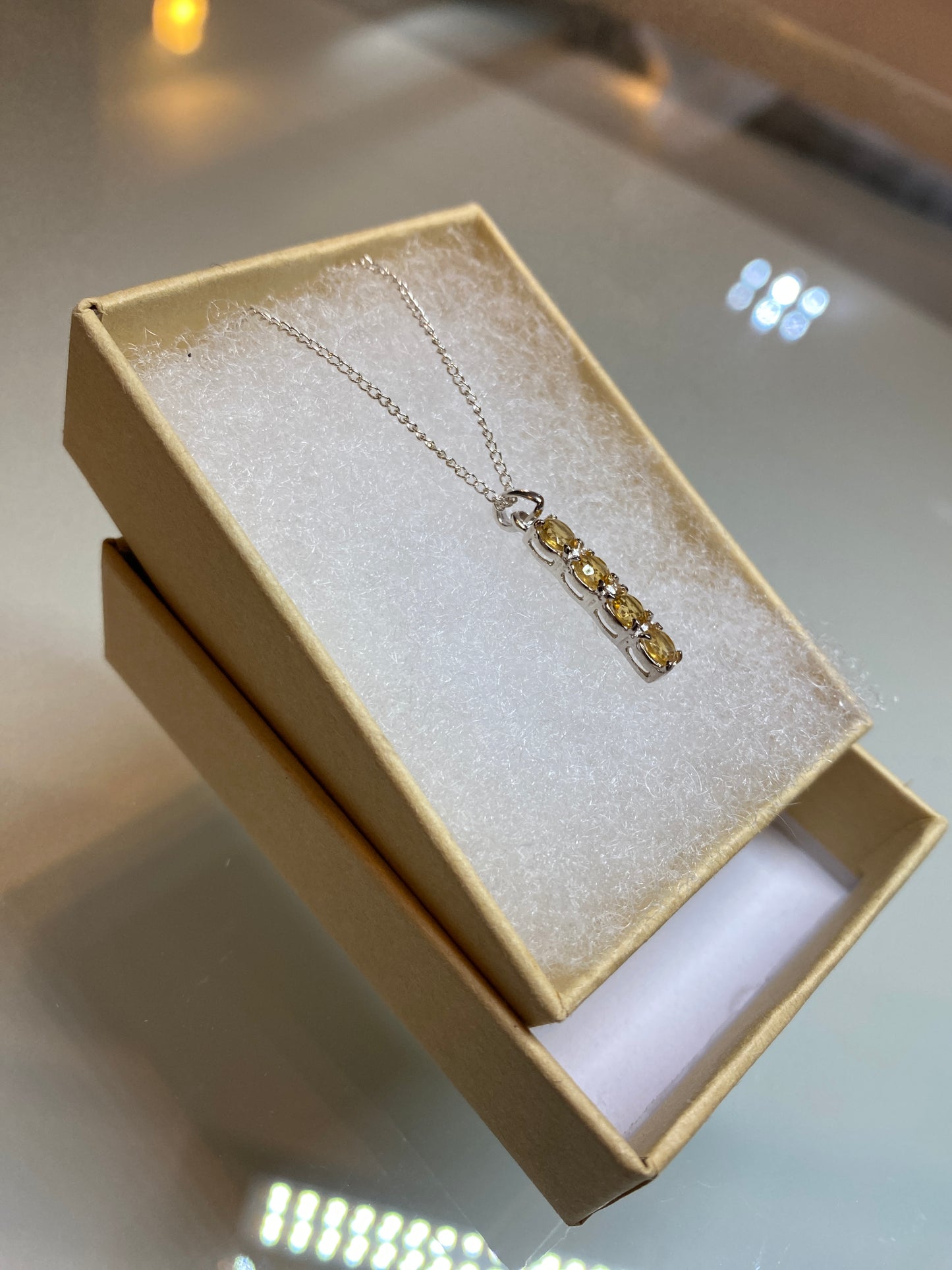 Silver Necklace with Topaz/Citrine Stones