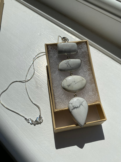 4-Stone Howlite Silver Pendant Necklace