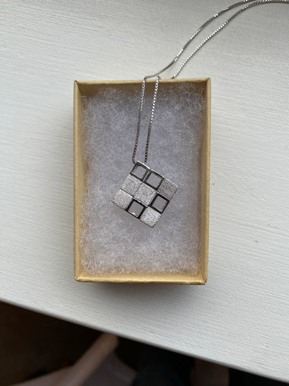 Silver Pendant Square Necklace
