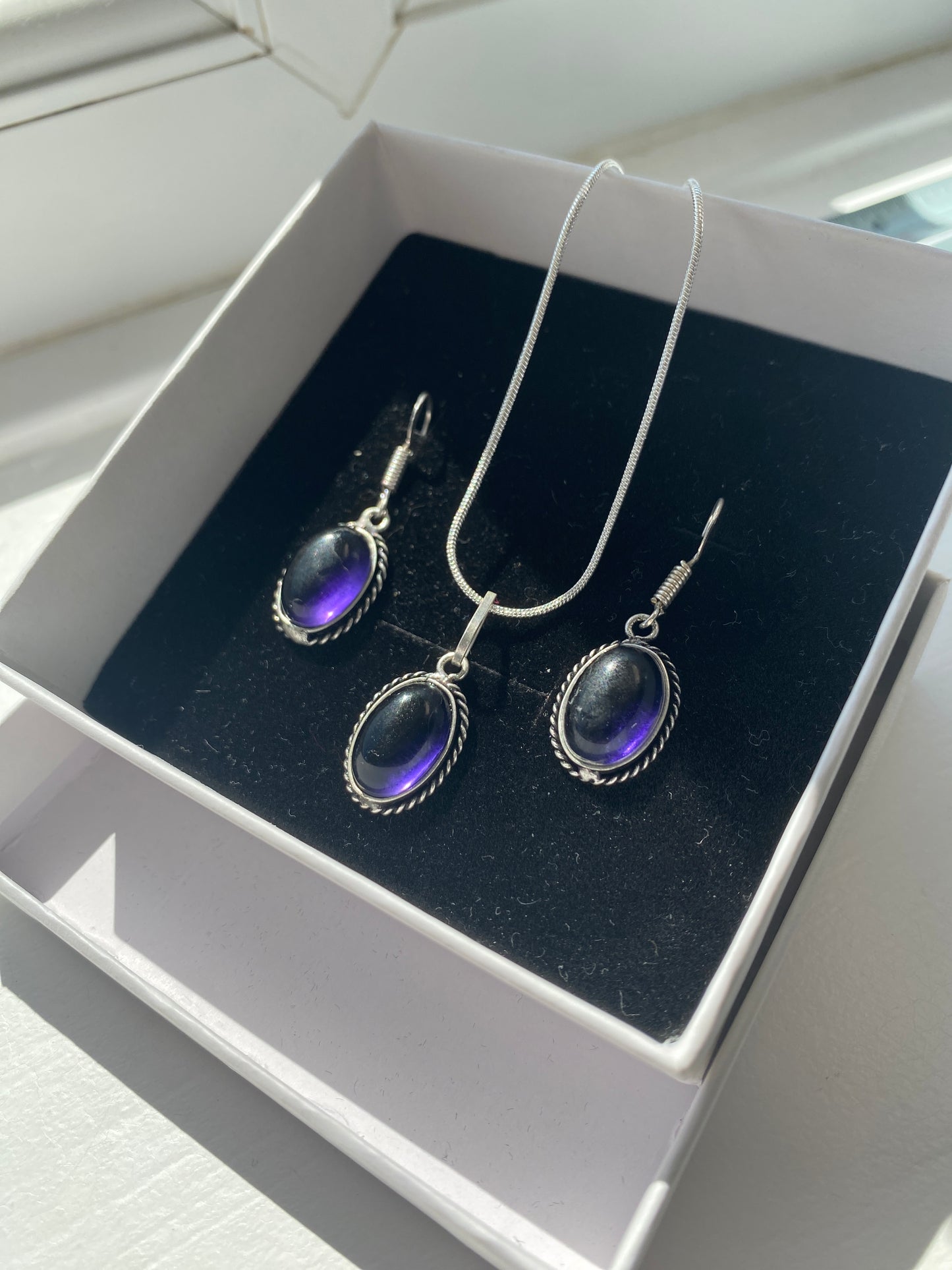 Translucent Amethyst Necklace & Earring Set