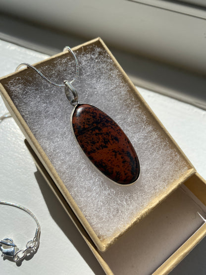 Mahogany Jasper Stretched Oval Pendant