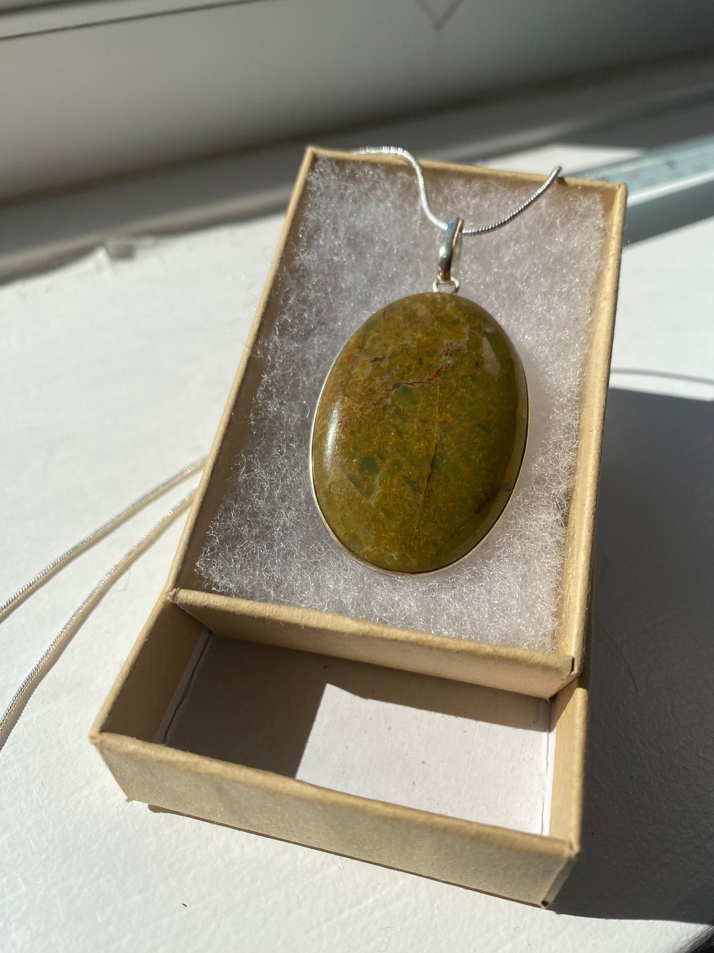 Large Oval Green Jasper Pendant