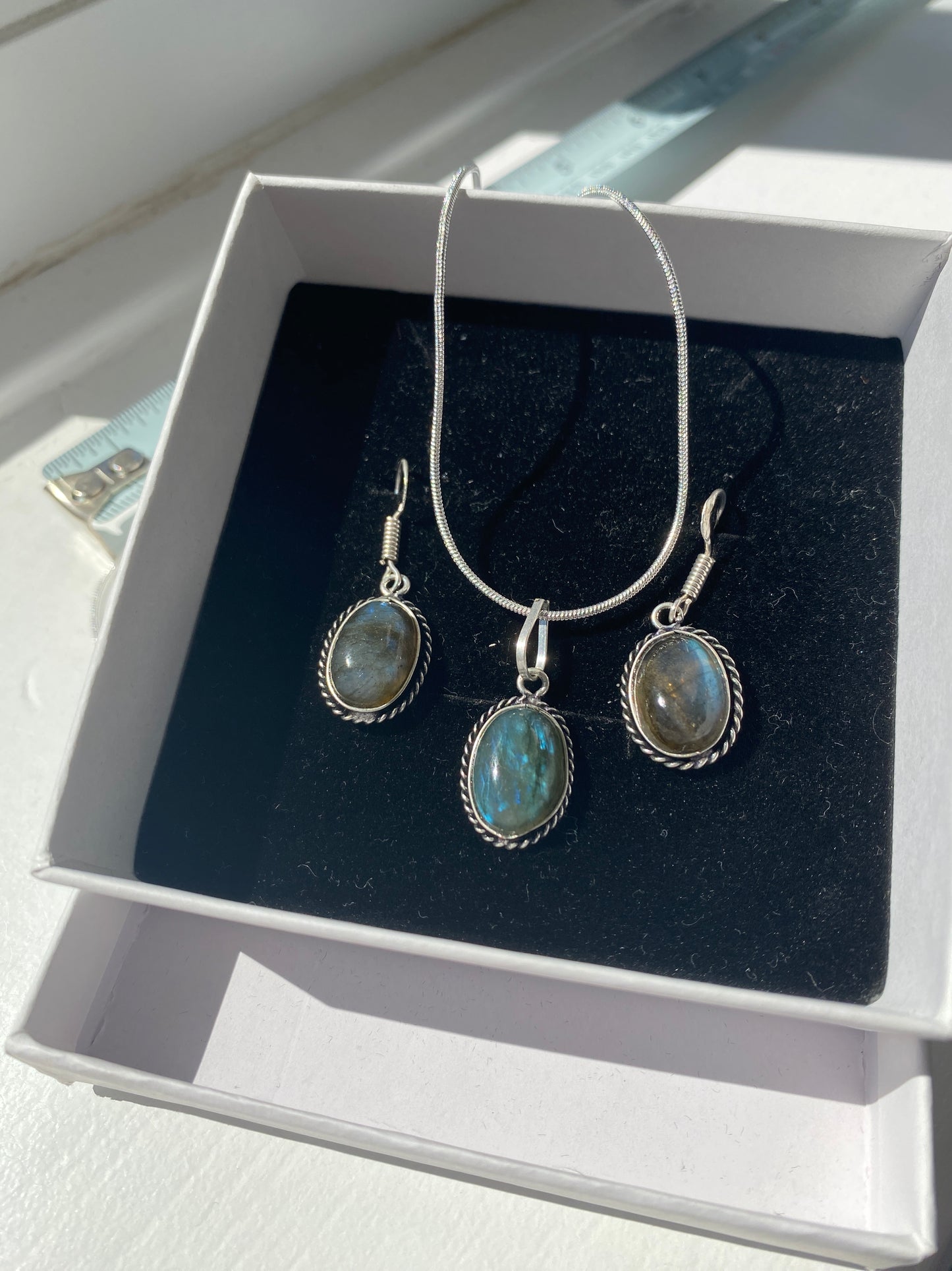 Labradorite Cabochon Jewellery Set