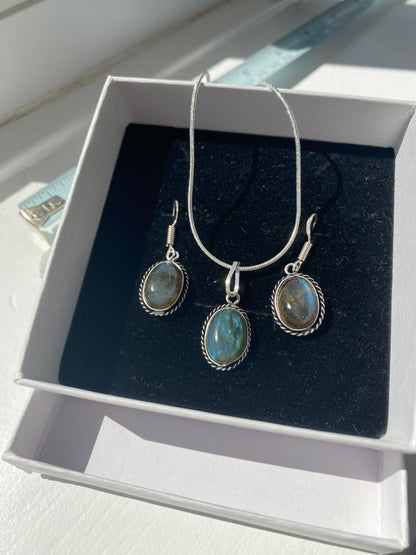 Labradorite Cabochon Jewellery Set