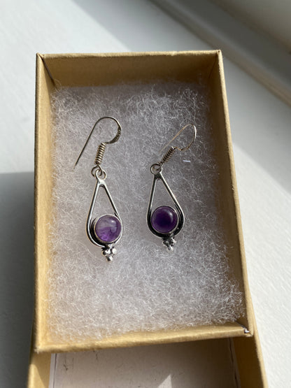 Contemporary Amethyst & Silver Earrings