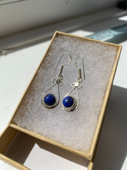 Lapis Lazuli Silver Drop Earrings