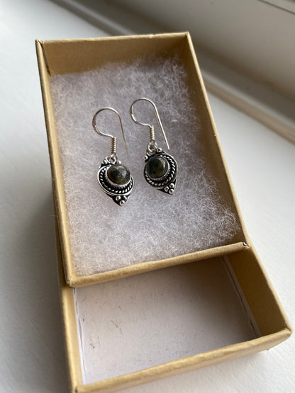 Earthy Green Labradorite Earrings