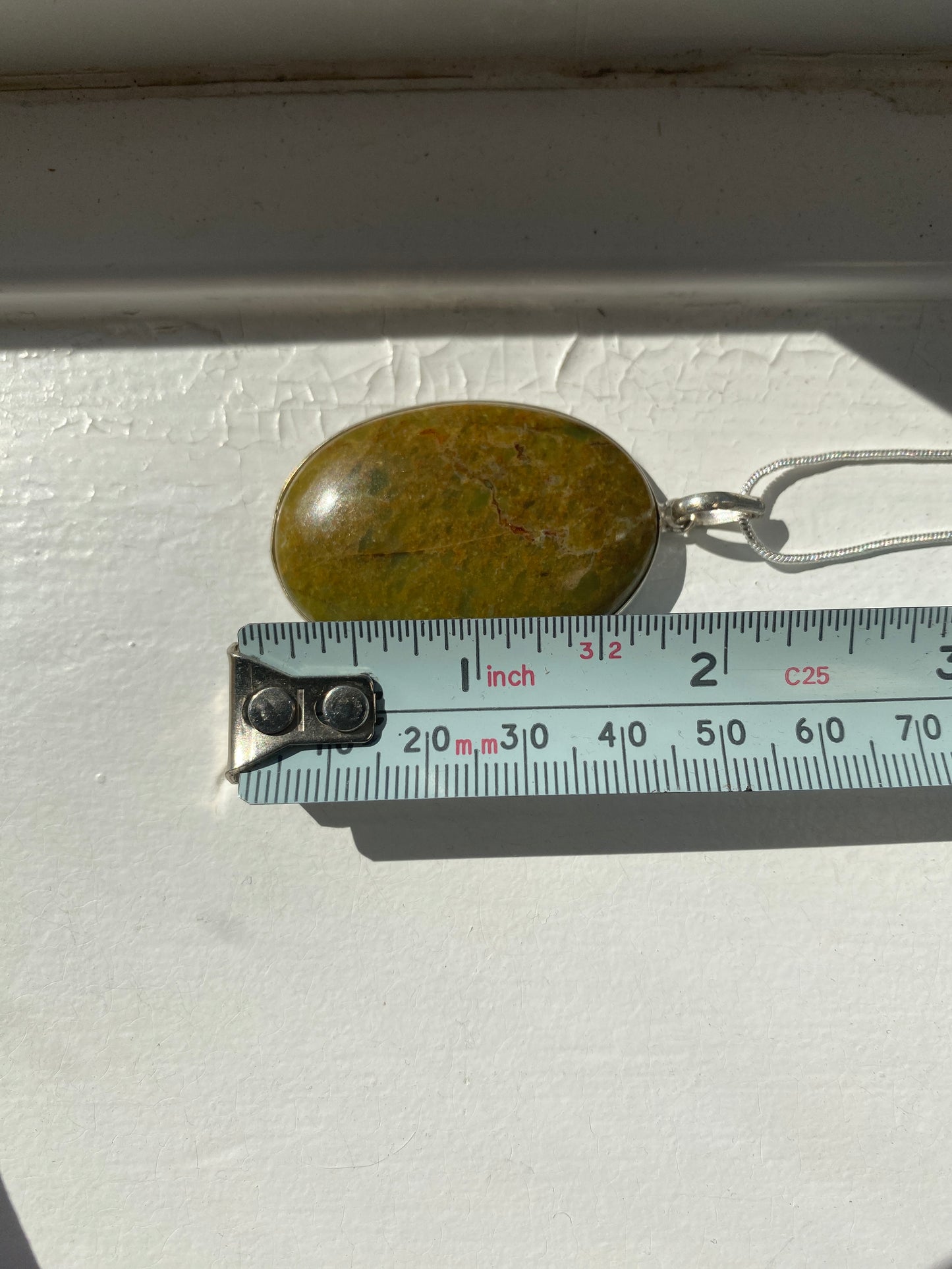 Large Oval Green Jasper Pendant