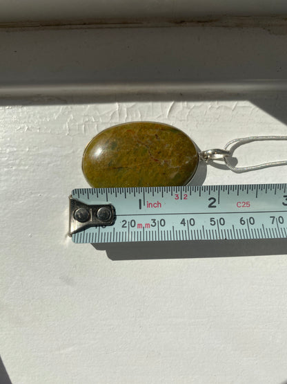 Large Oval Green Jasper Pendant