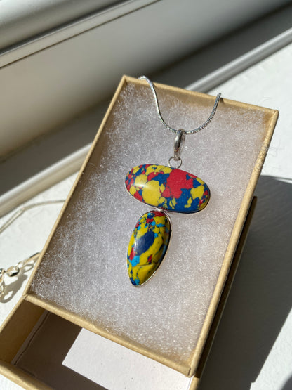Rainbow Calsilica Pendant Necklace