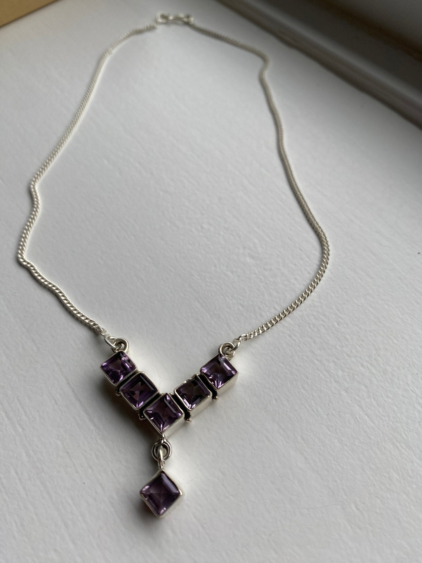 Amethyst & Silver Studded Necklace