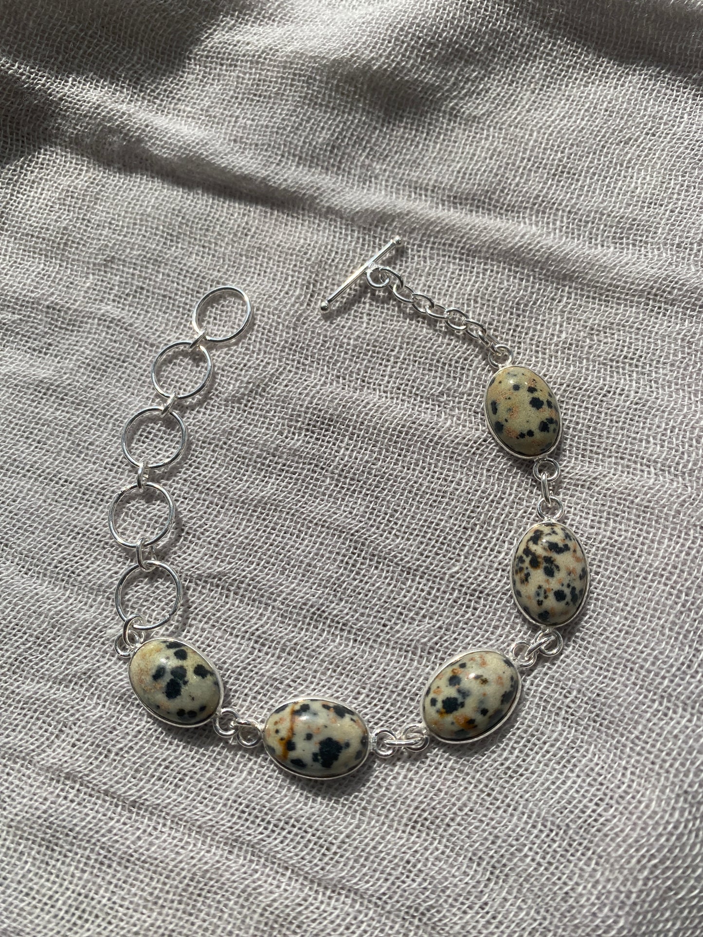 Dalmatian Jasper Oval Cabochon Bracelet