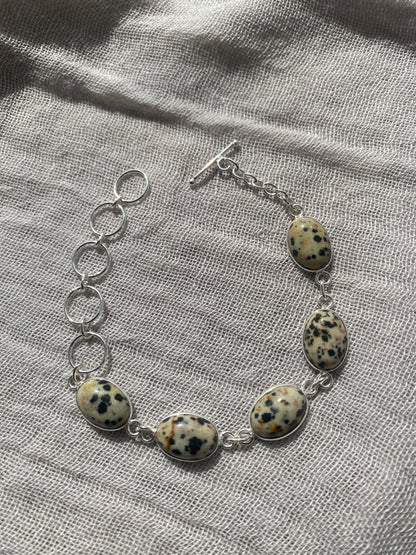Dalmatian Jasper Oval Cabochon Bracelet