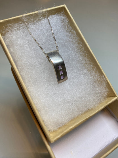 Silver & Amethyst Pendant Necklace