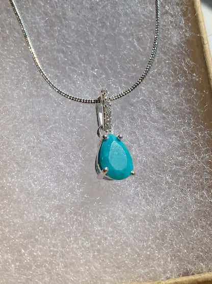 Turquoise Silver Pendant Necklace