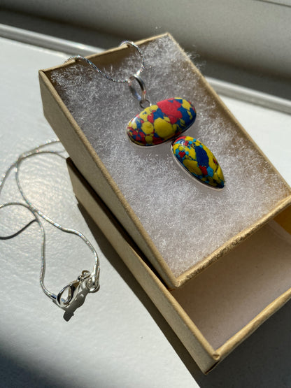Rainbow Calsilica Pendant Necklace