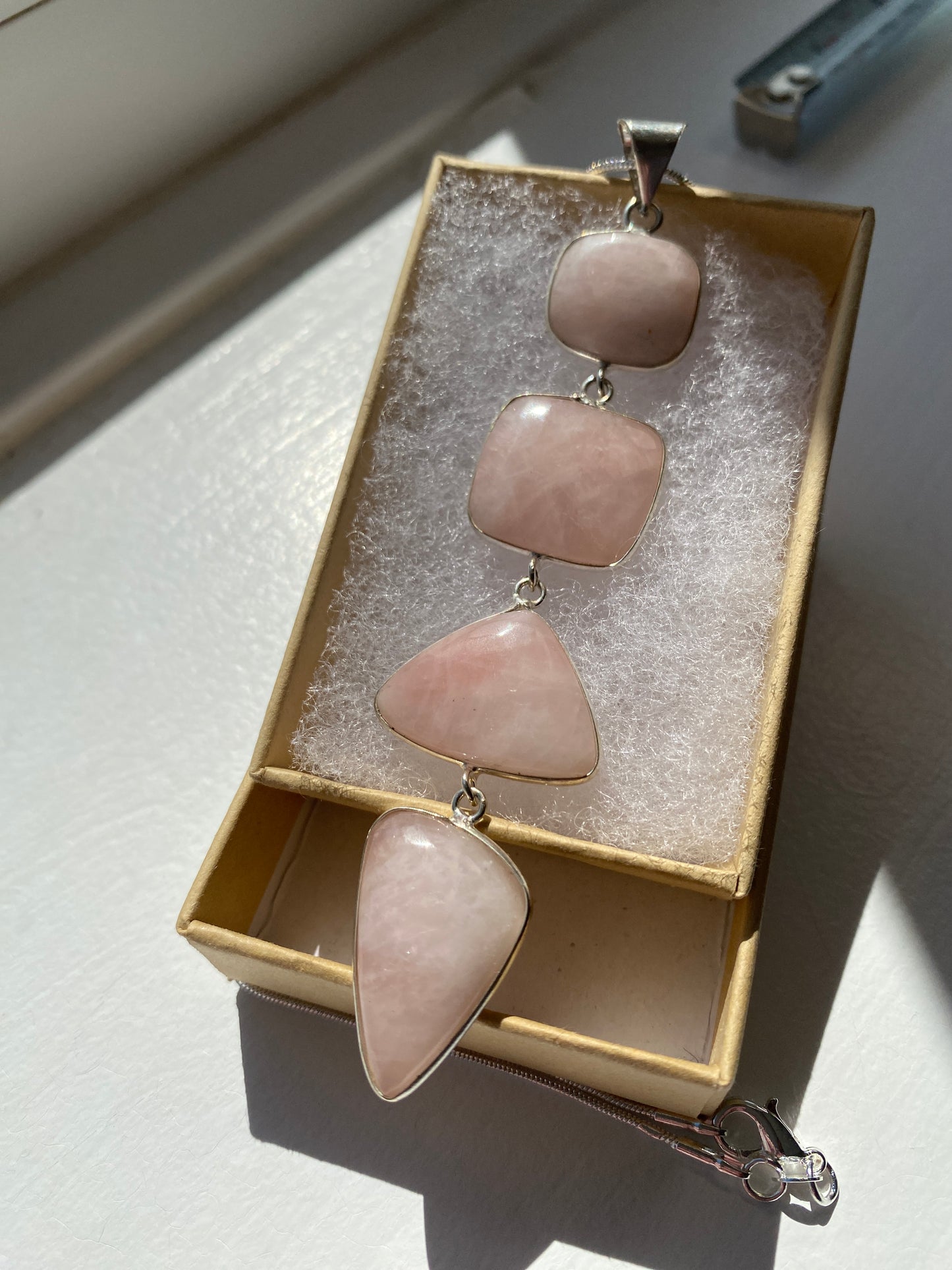 4-Stone Rose Quartz Pendant