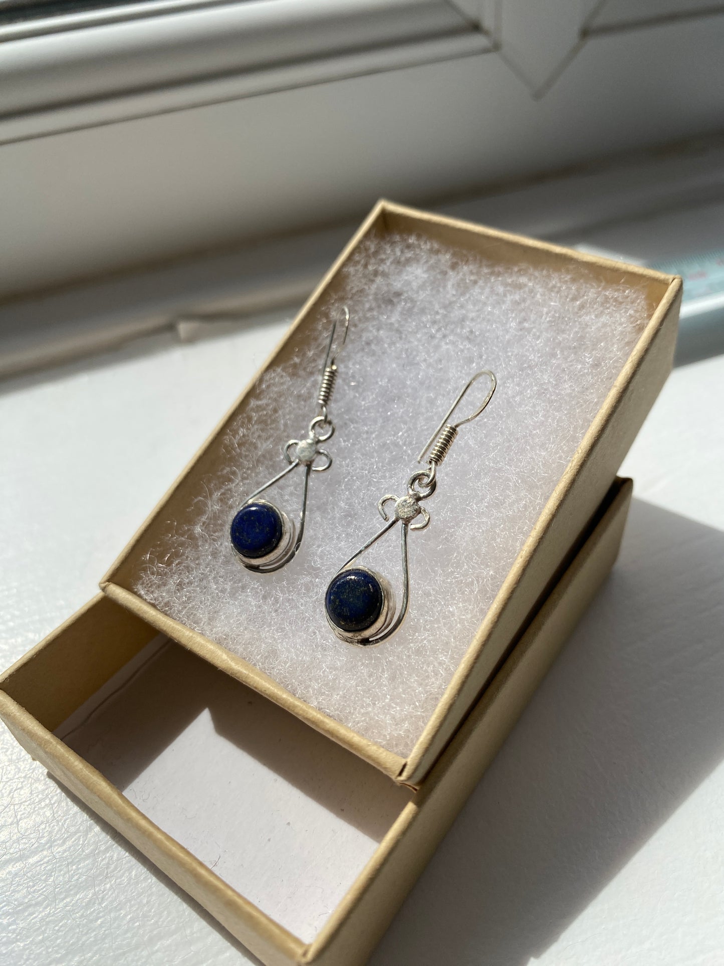 Dark Blue Lapis Lazuli Drop Earrings
